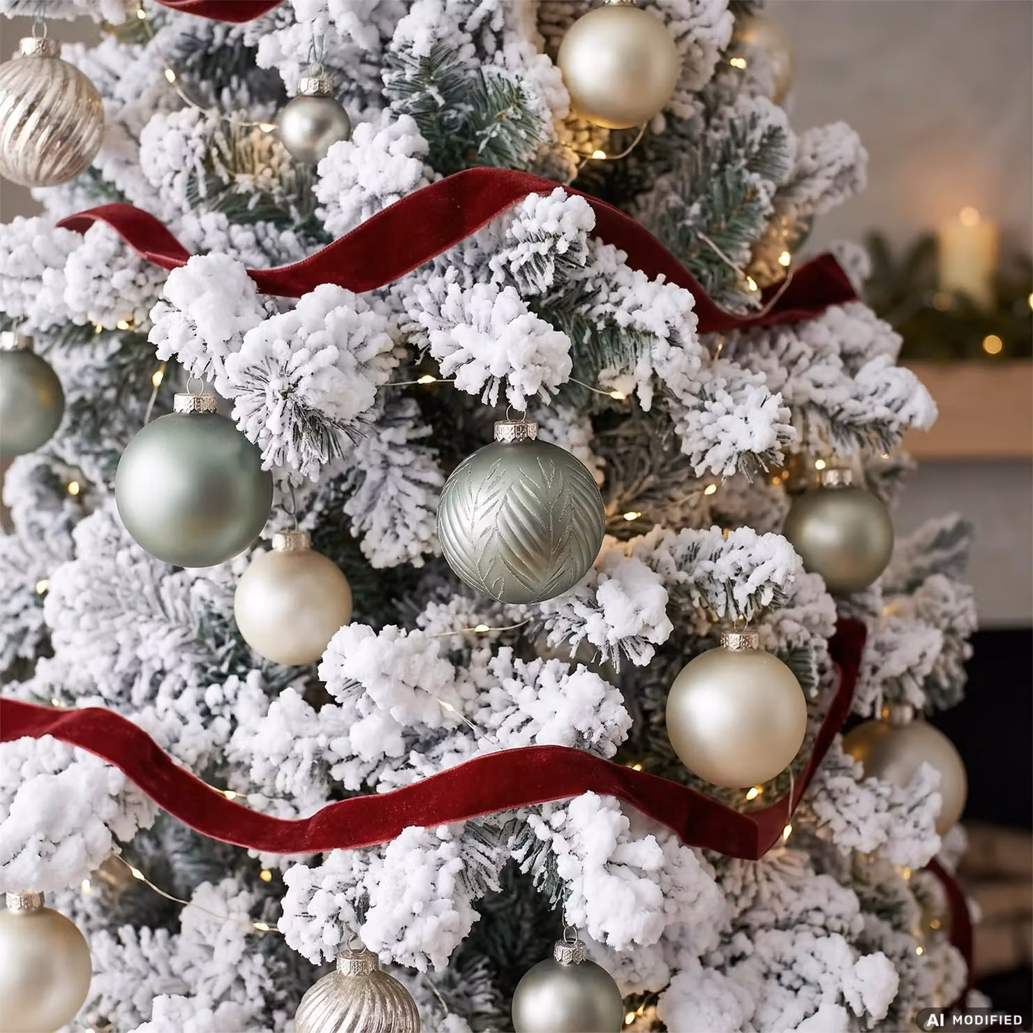 Albero di Natale Artificiale Tarvisio Innevato VESTIAMO CASA, colore bianco, Altezza: 210 cm, Diametro alla base: 137 cm – 3