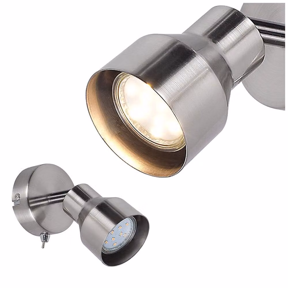 Lampada da parete moderna per camera da letto con interruttore GU10 cromo satinato Blake 3183 Rabalux