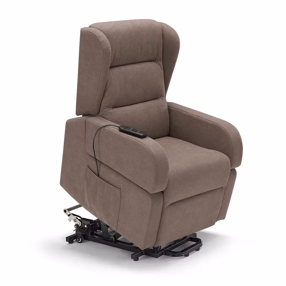 Poltrona relax elettrica Bilbao Redokasa per anziani con funzione alzapersona, 2 motori, braccioli e doppia pediera, colore Fango – 2