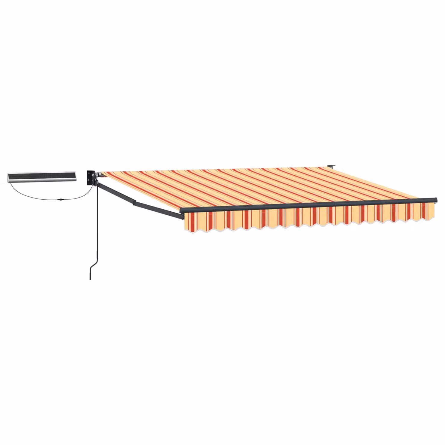 Tettuccio elettrico retrattile vidaXL con bracci pieghevoli in alluminio e copertura in poliestere, colore antracite, L: 3,5 m x P: 2,5 m