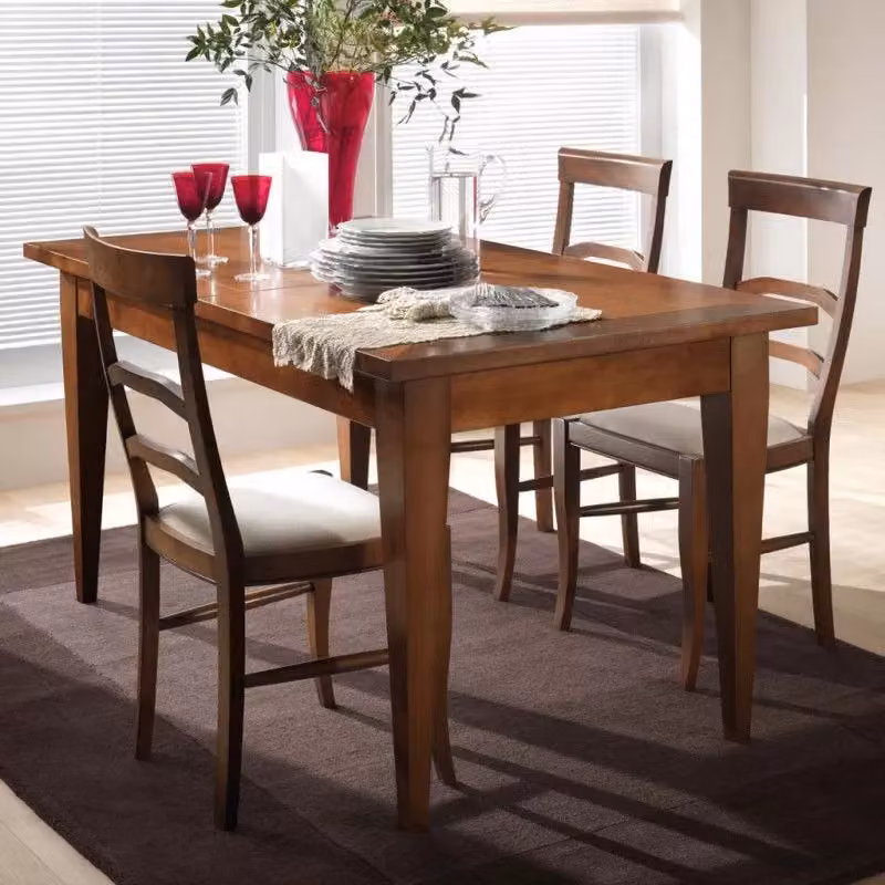 Tavolo allungabile moderno Mobili 2G in legno massello color noce con gamba a colonna centrale L: 180 cm, P: 90 cm, H: 80 cm – 2