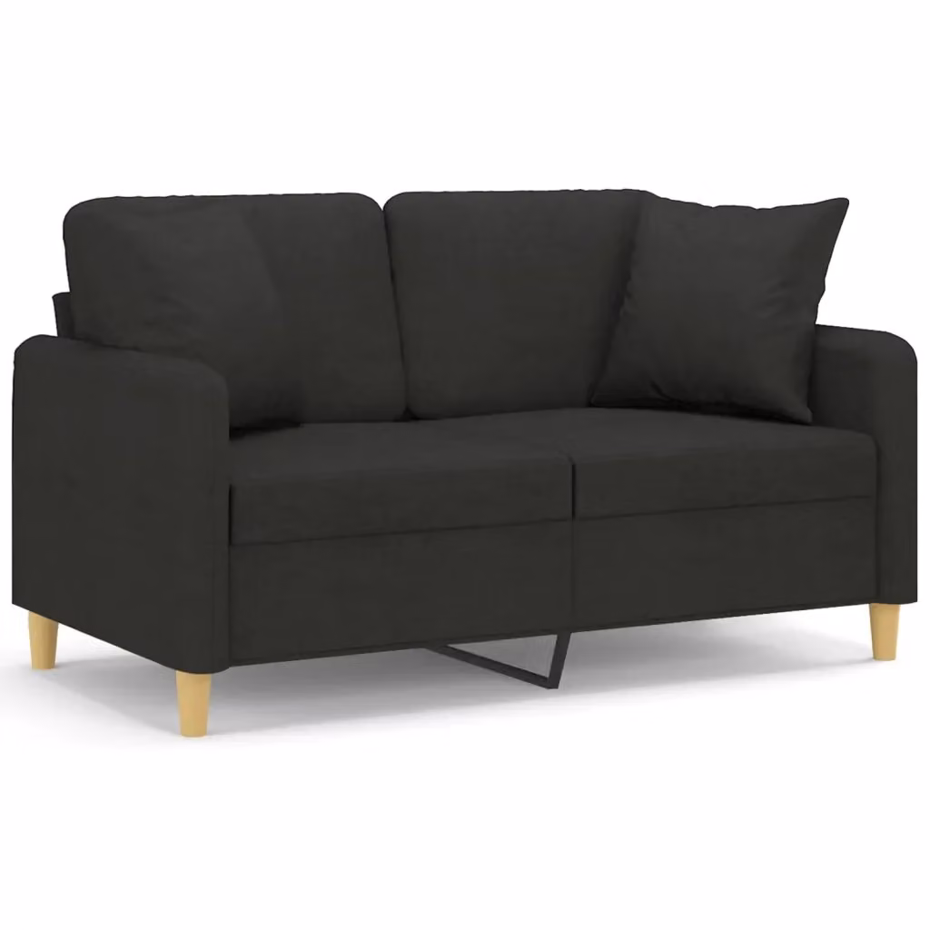Divano a 2 posti moderno vidaXL in tessuto nero con cuscini e struttura in metallo L: 138 cm, P: 80 cm, H: 77 cm – 2