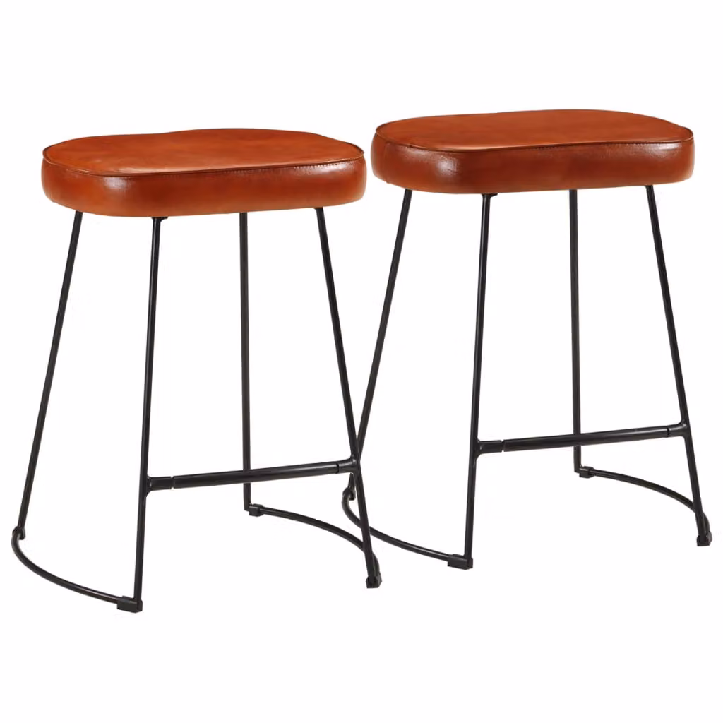 Set di 2 sgabelli da bar vidaXL in ecopelle marrone con struttura in metallo L/P/H: 40 x 29,5 x 53 cm