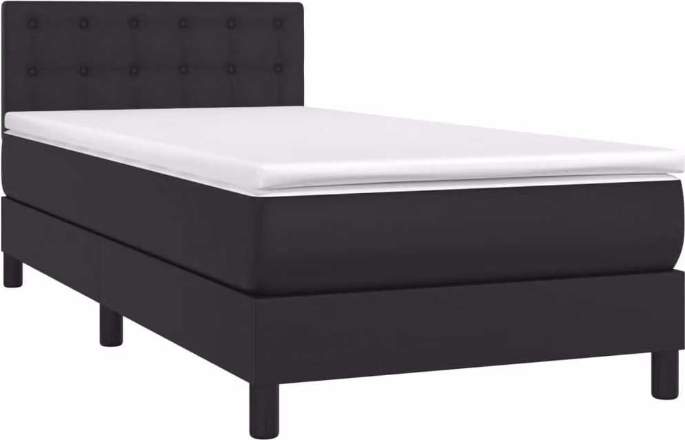 Giroletto a Molle con Materasso Nero 90x200 cm in Pelle finta