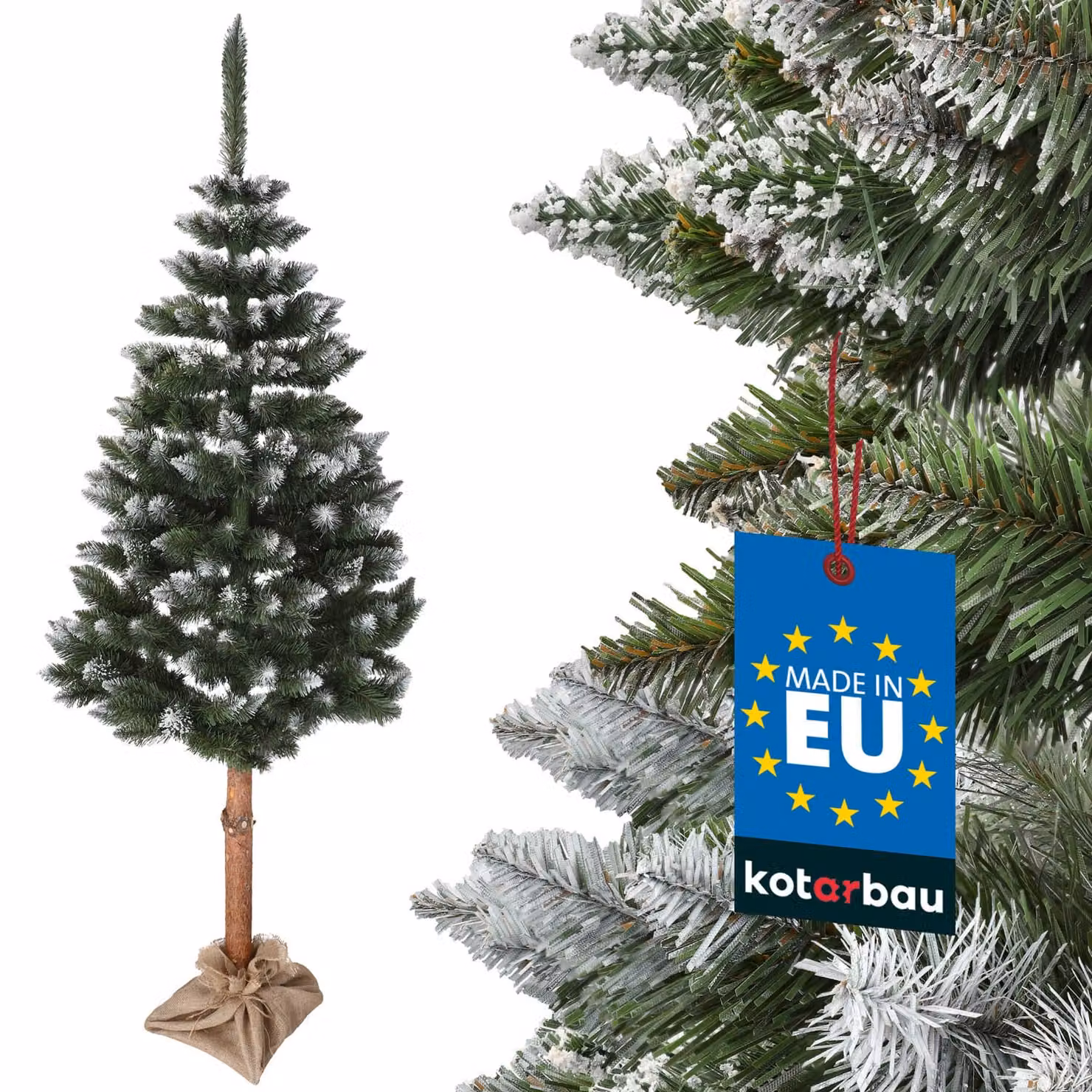 KOTARBAU® Albero di Natale artificiale "Neve" 180 cm, abete diamante, su base in legno con supporto in plastica, albero di Natale artificiale