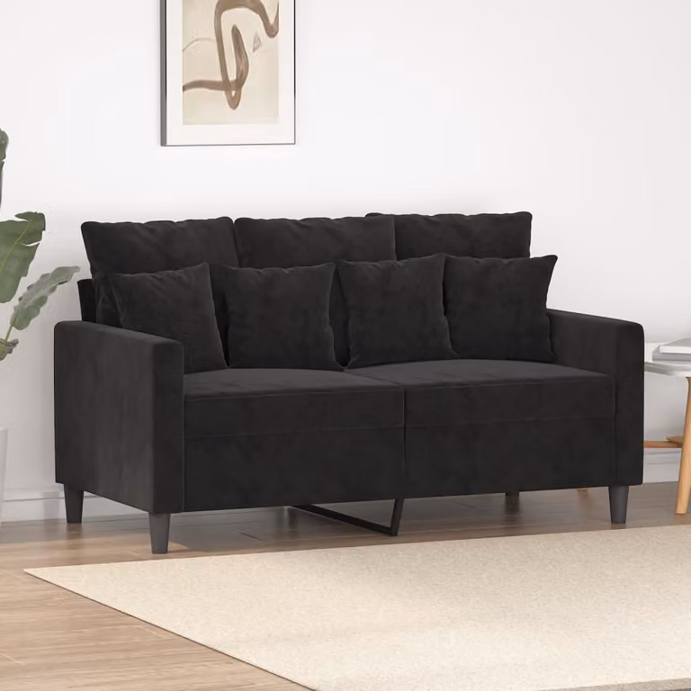 Divano esclusivo, due posti, nero, 120 cm, in velluto
