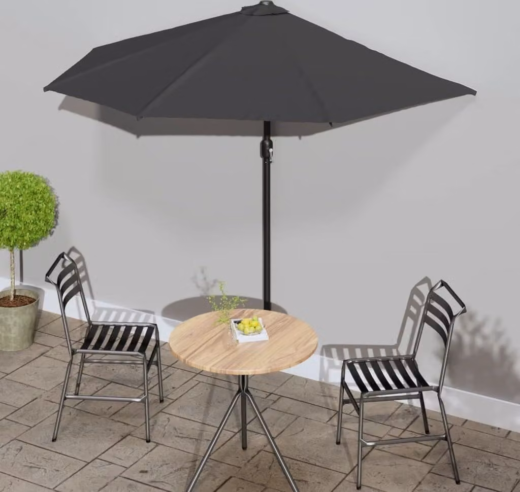 Maison Exclusive - Ombrellone da balcone con palo in alluminio antracite, 270x144 cm, semicircolare
