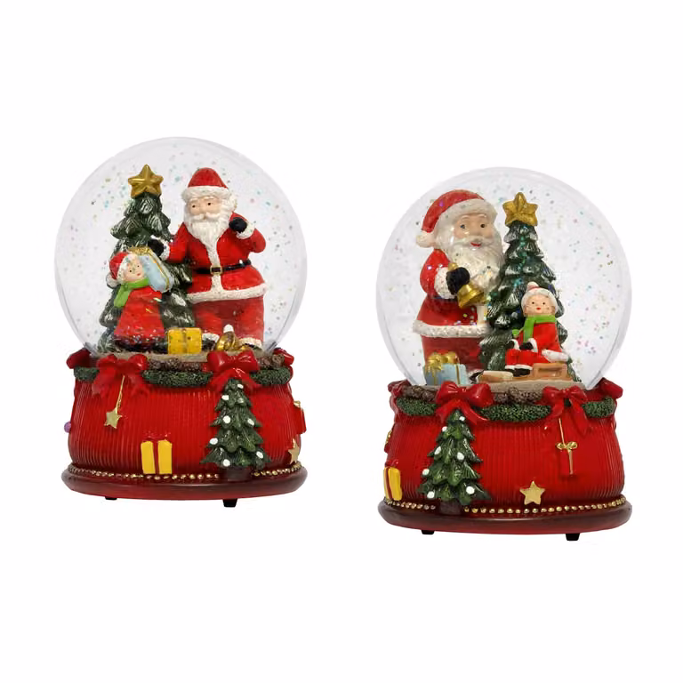 Carillon Sfera Natalizia Musicale con Neve VESTIAMO CASA, Colore Rosso, Altezza: 14 cm