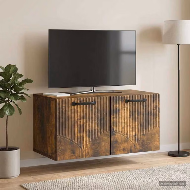 vidaXL Mobile Porta TV da Muro in Rovere Fumo, Design Moderno, L 59,5 x P 31 x H 30 cm