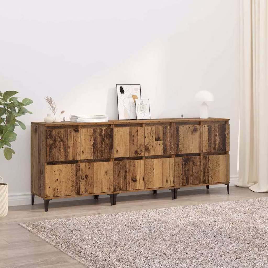 Set di 3 sideboard vidaXL in legno effetto antico marrone per soggiorno e cucina L/P/H: 60 x 35 x 70 cm