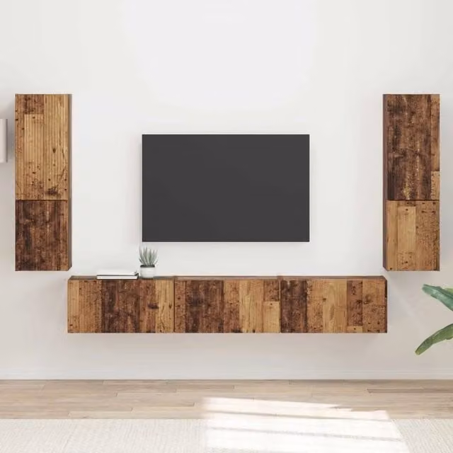 Set mobile TV moderno DESIGN IN composto da 4 pezzi in legno multistrato color marrone, L: 60 cm, P: 31 cm, H: 60 cm