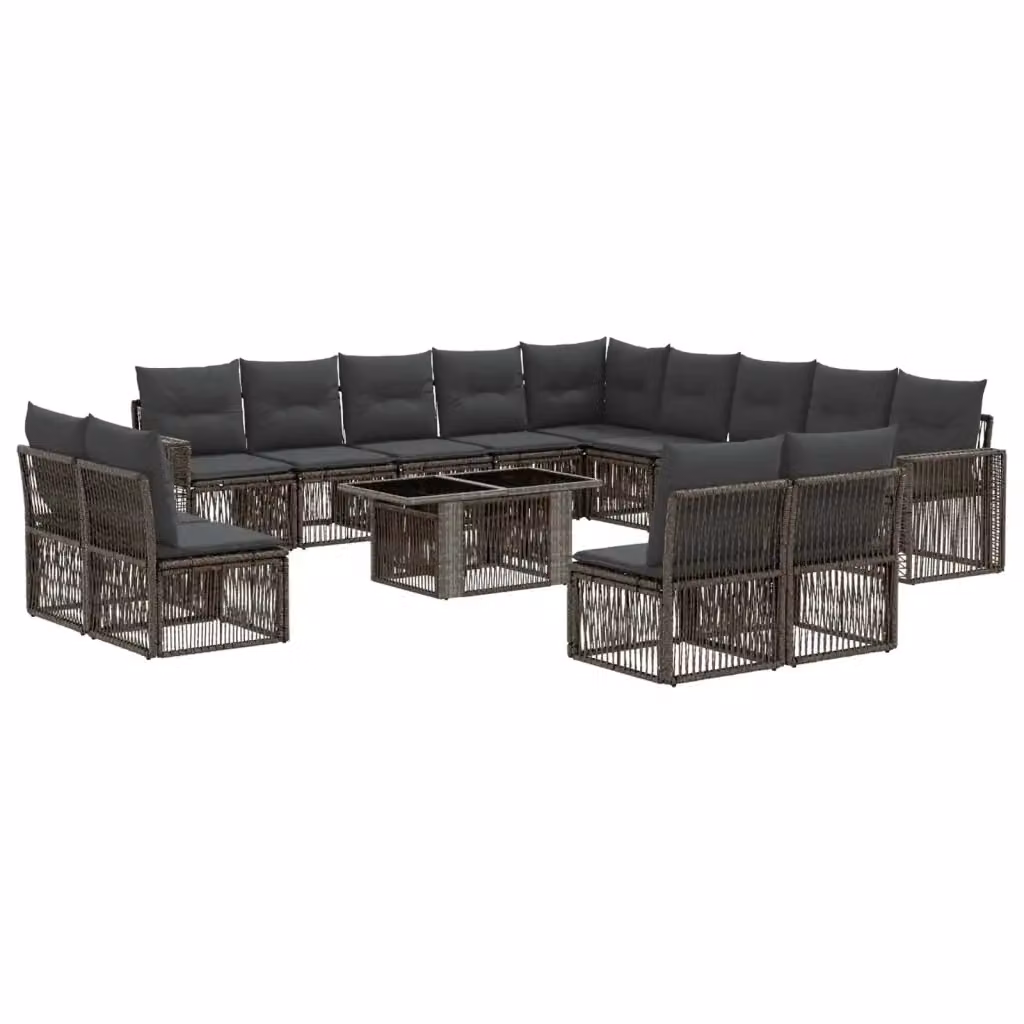 Set Divano da Giardino vidaXL in Polyrattan Grigio e Antracite con Tavolino e Cuscini – 2