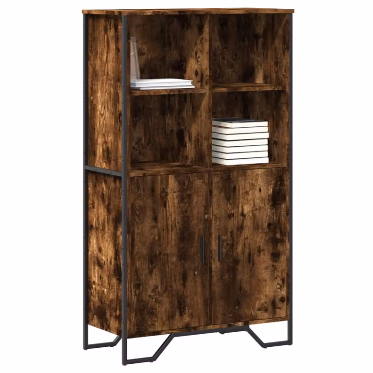 Credenza vidaXL in Rovere Fumo con Ante a Battente e Ripiano Aperto, L/P/H: 79,5 x 35,5 x 137,5 cm