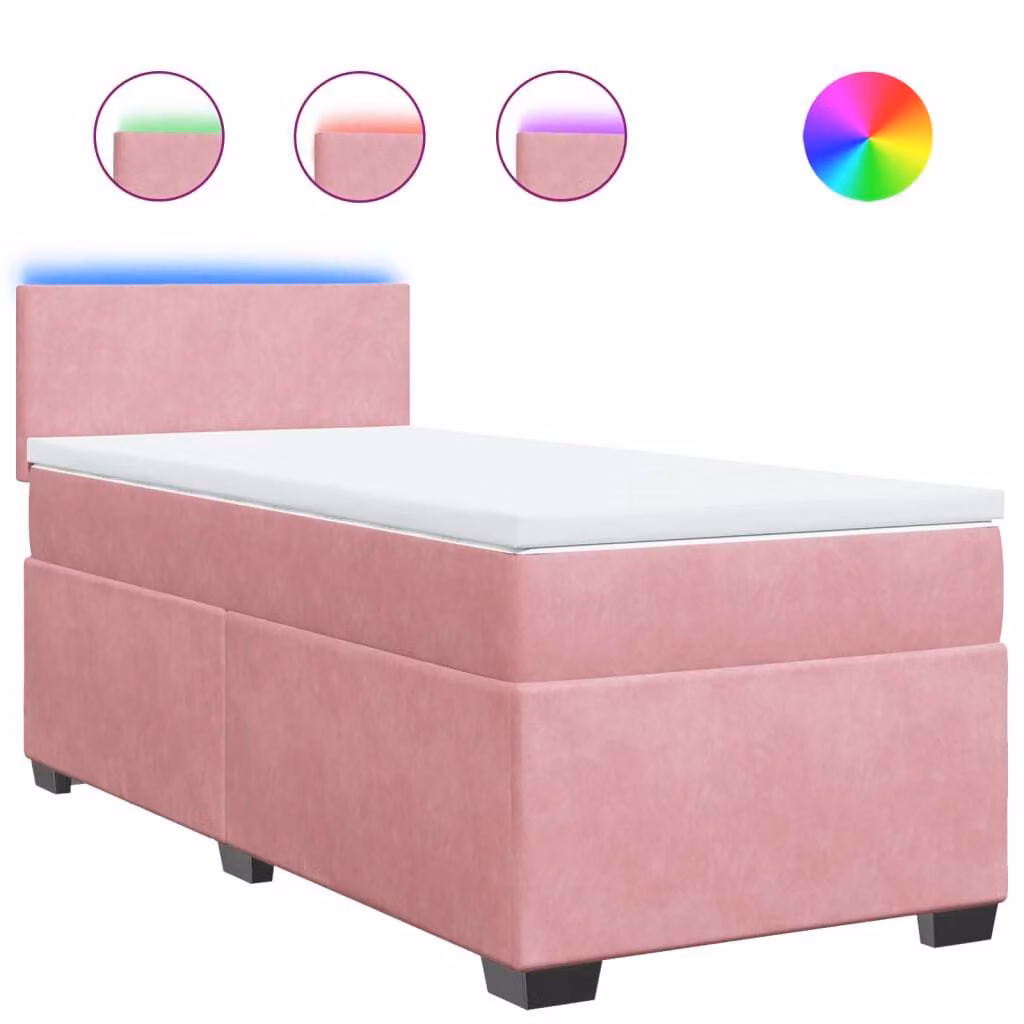 Giroletto a Molle con Materasso Rosa 100x200 cm in Velluto