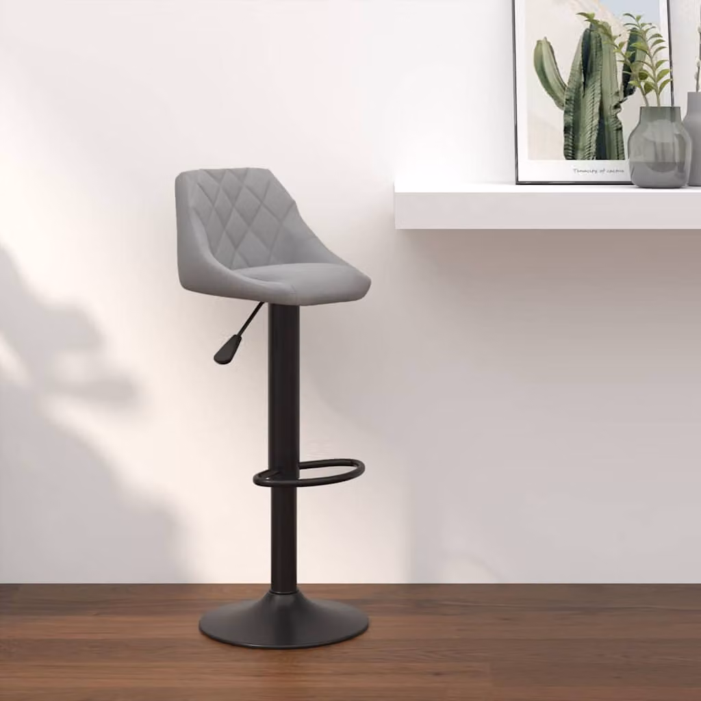 Sgabello da bar vidaXL in velluto grigio con struttura in metallo nero