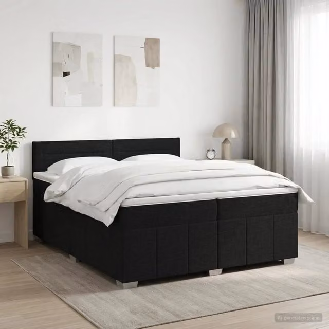 Letto box spring con materasso ibrido vidaXL nero L/P: 200 x 200 cm