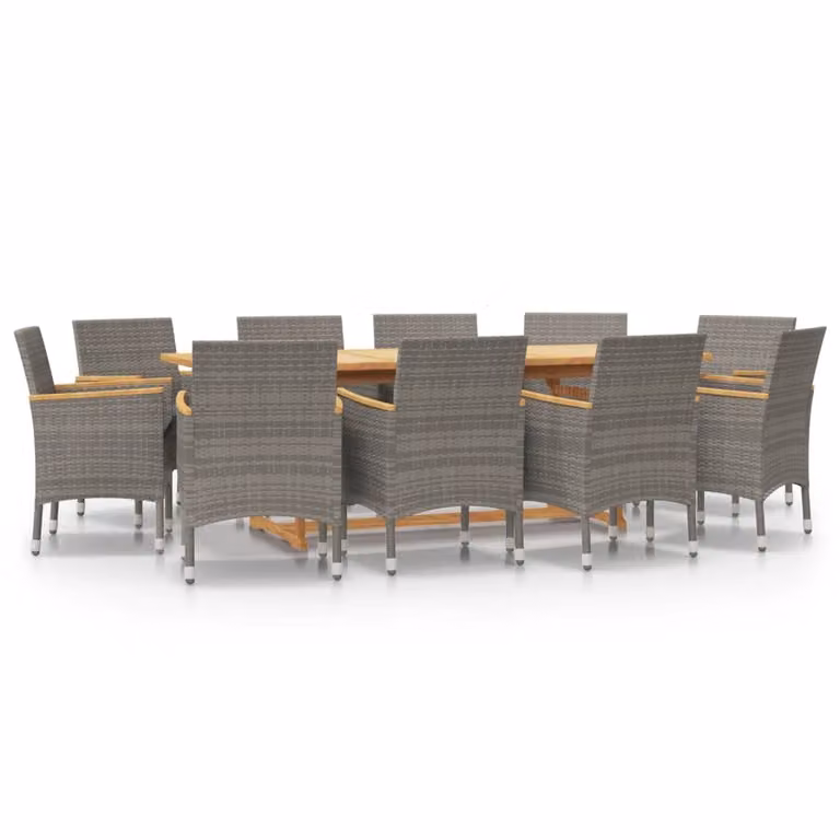 Set da Pranzo per Giardino 11 pz con Cuscini Grigio