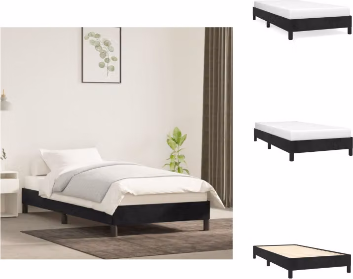 vidaXL Struttura letto nera 90x190 cm in velluto - Letti e strutture letto