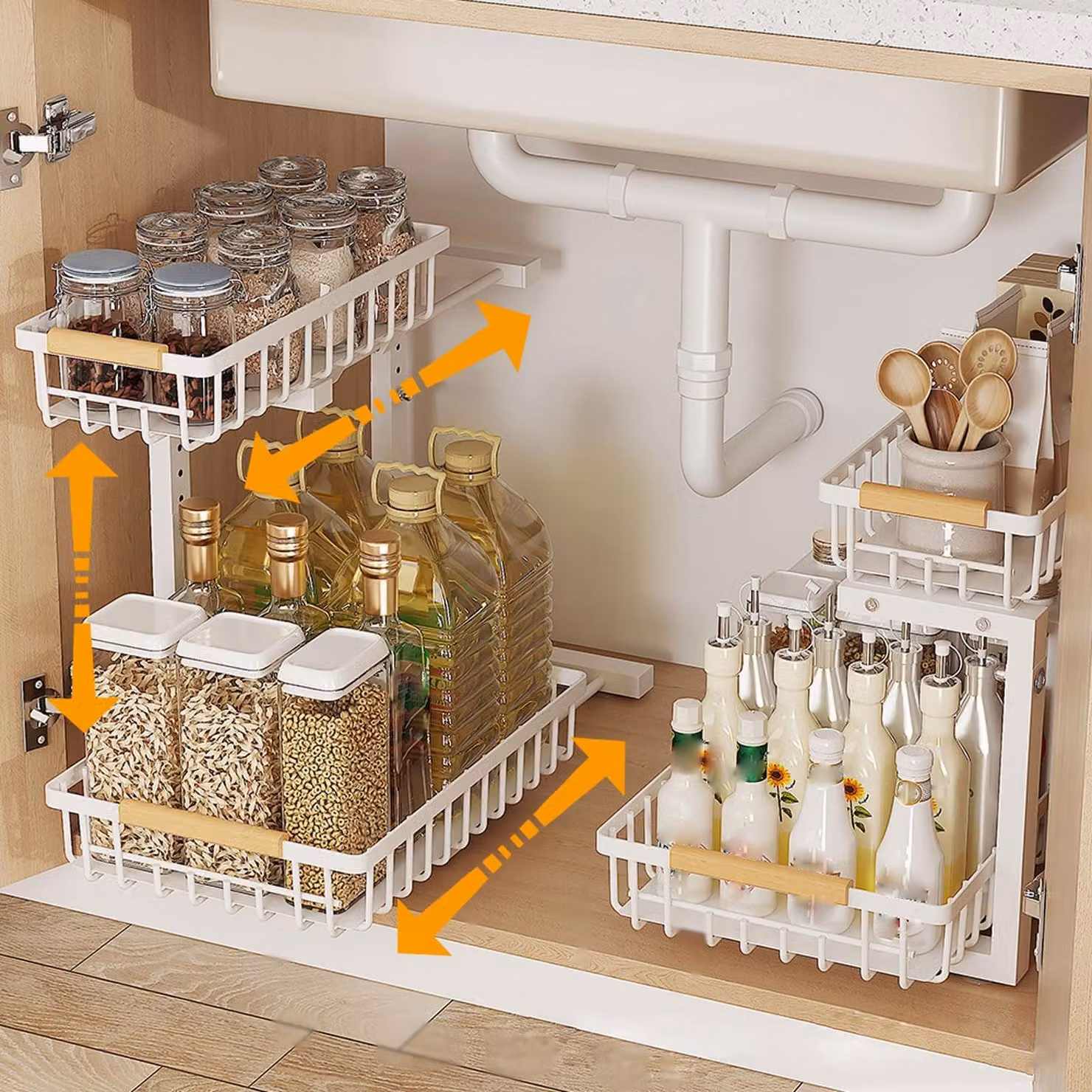 Organizzatore estraibile per la dispensa, da utilizzare sotto il lavello
