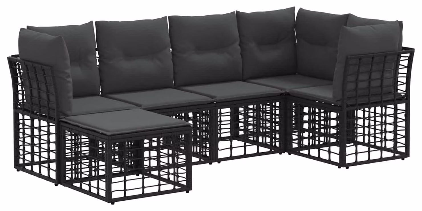 Set di divani da esterno Nero Poliestere
