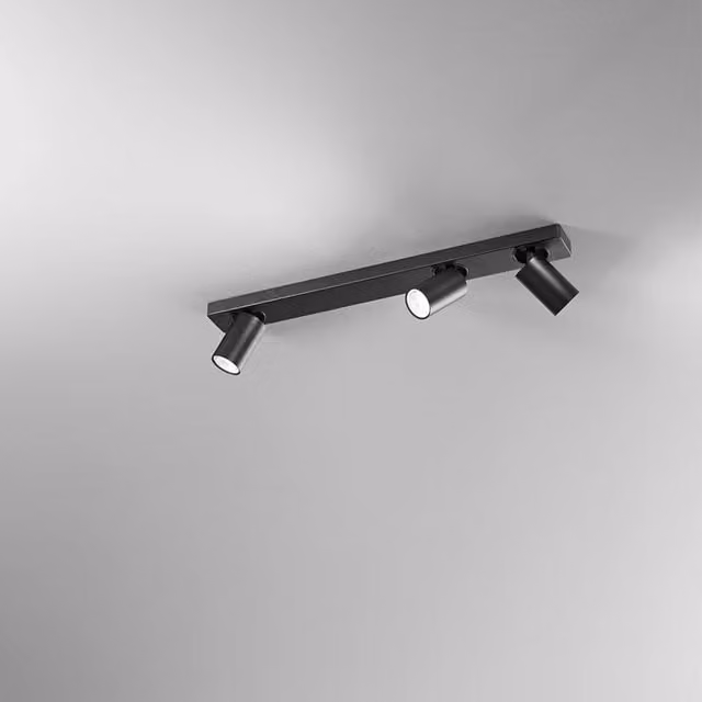 Spot Cilindrico Moderno Perenz Illumina in Alluminio Nero con 3 Luci GU10 Regolabili