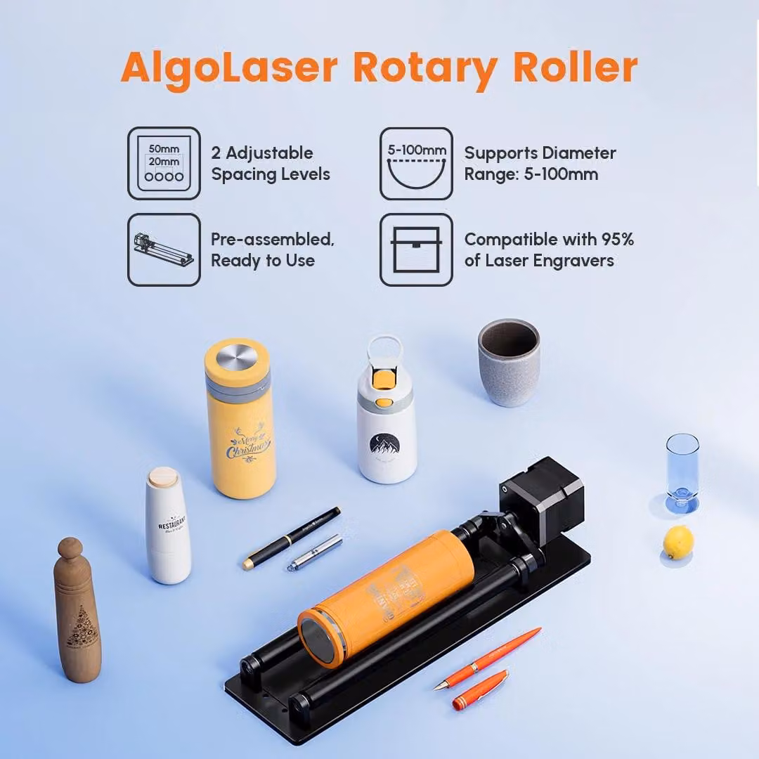 Accessorio rotante per incisione laser - ARR 1.0 - Asse Y - 4 in 1 - Per oggetti cilindrici