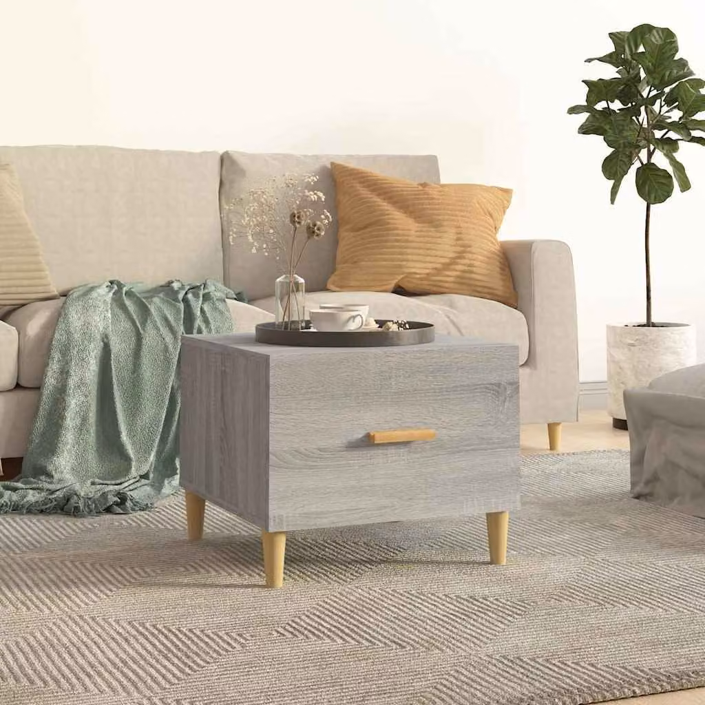 vidaXL Tavolino da Salotto Quadrato in Legno Grigio L/P/H: 50 x 50 x 40 cm