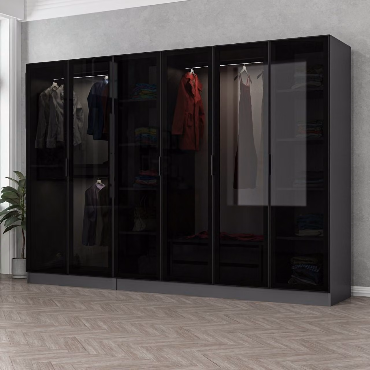 Skye Decor, Kale - 6653, armadio, antracite, 100 % PANNELLI DI PARTICELLE RIVESTITI IN MELAMMINA, 270 x 52 x 190 cm