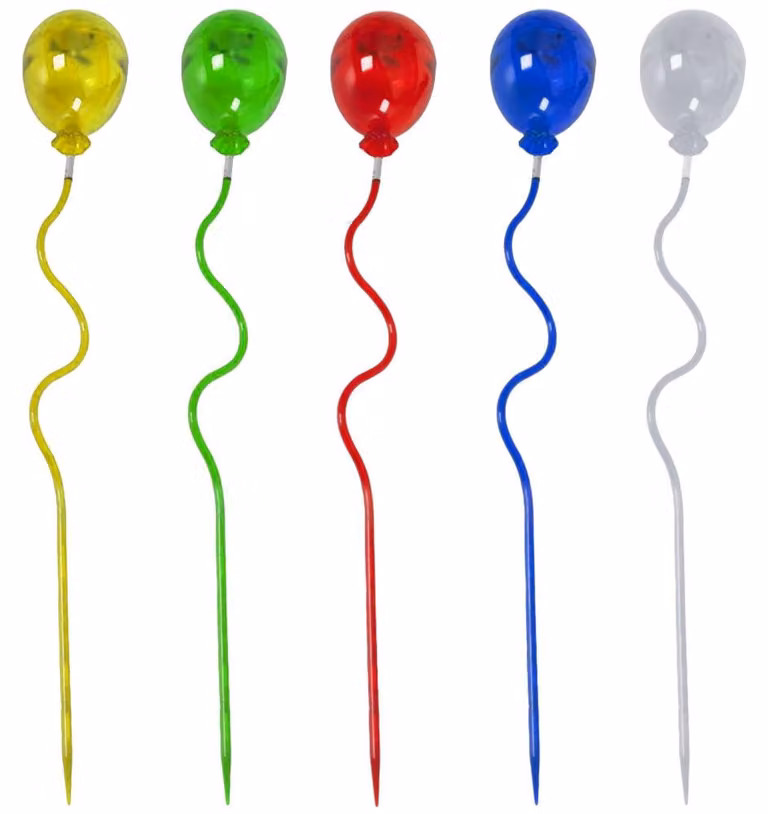 Set da 5 palloncini solari in plastica con luci LED rosse, verdi, blu, gialle e bianche - Palloncini da giardino