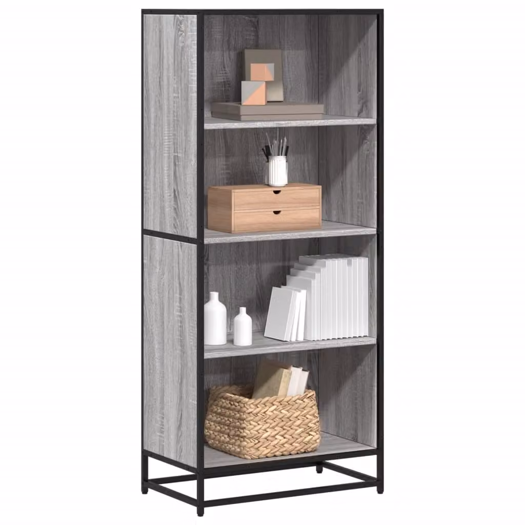 Libreria stile industriale vidaXL in legno e metallo, Grigio, L: 60 cm, P: 35 cm, H: 139 cm