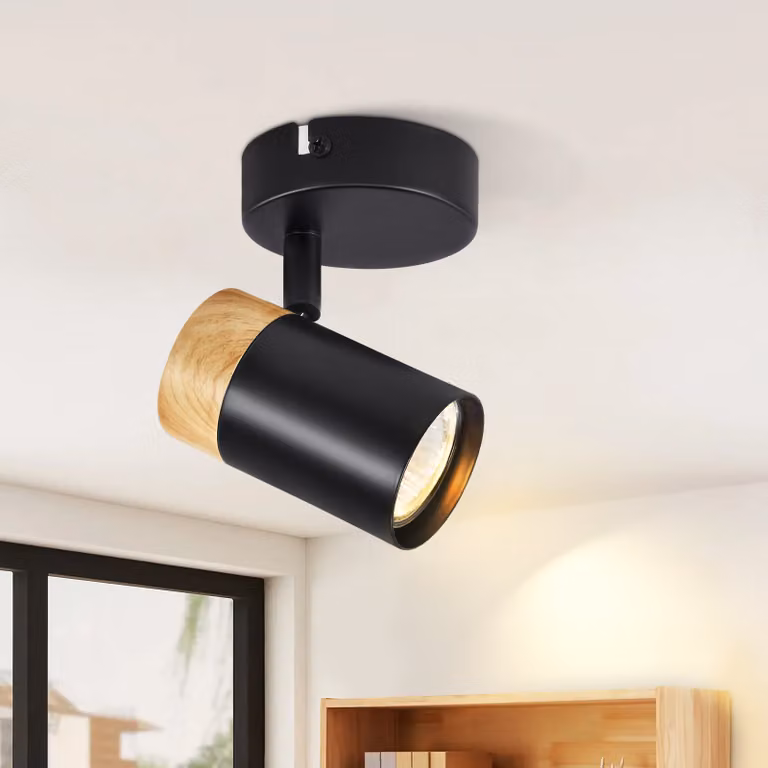 ZMH plafoniera soffitto legno faretto 1 fiamma GU10 plafoniera nera orientabile 330° faretto per corridoio garage soggiorno camera da letto cucina
