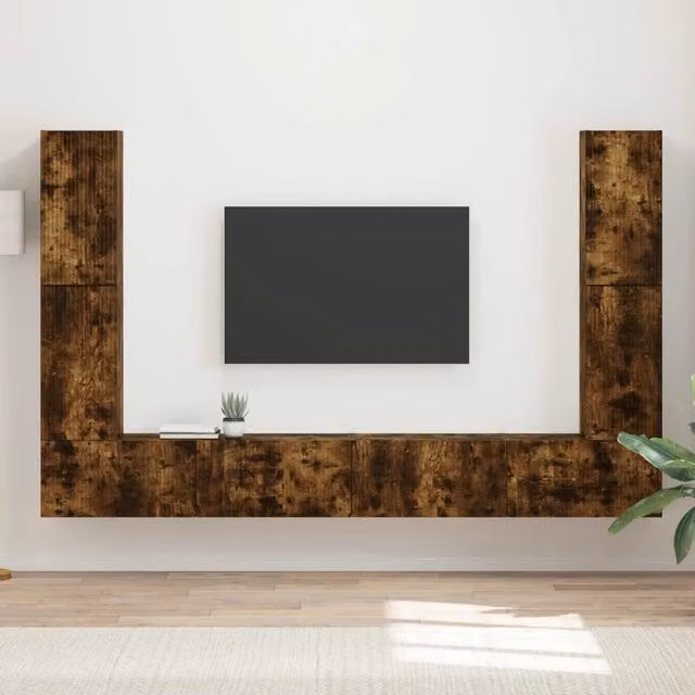 Set mobile TV 8 pz Rovere fumé Legno ingegnerizzato 3409137