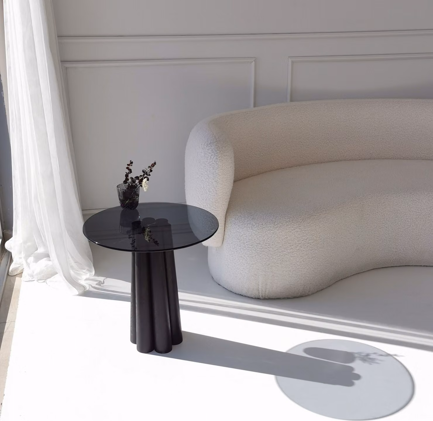 Skye Decor, Thales - Nero, Grigio scuro, Tavolino, 100% vetro temperato, Grigio scuro, 50 x 50 x 50 cm