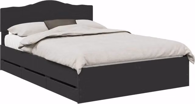 Letto matrimoniale | Letto per adulti | Struttura del letto Nero 140 x 190 cm Legno Ingegnerizzato