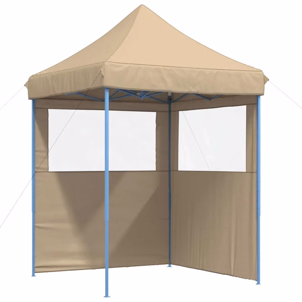 Tenda da festa beige in tessuto Oxford con struttura in acciaio e PVC L/P/H: 200 x 200 x 306 cm – 2
