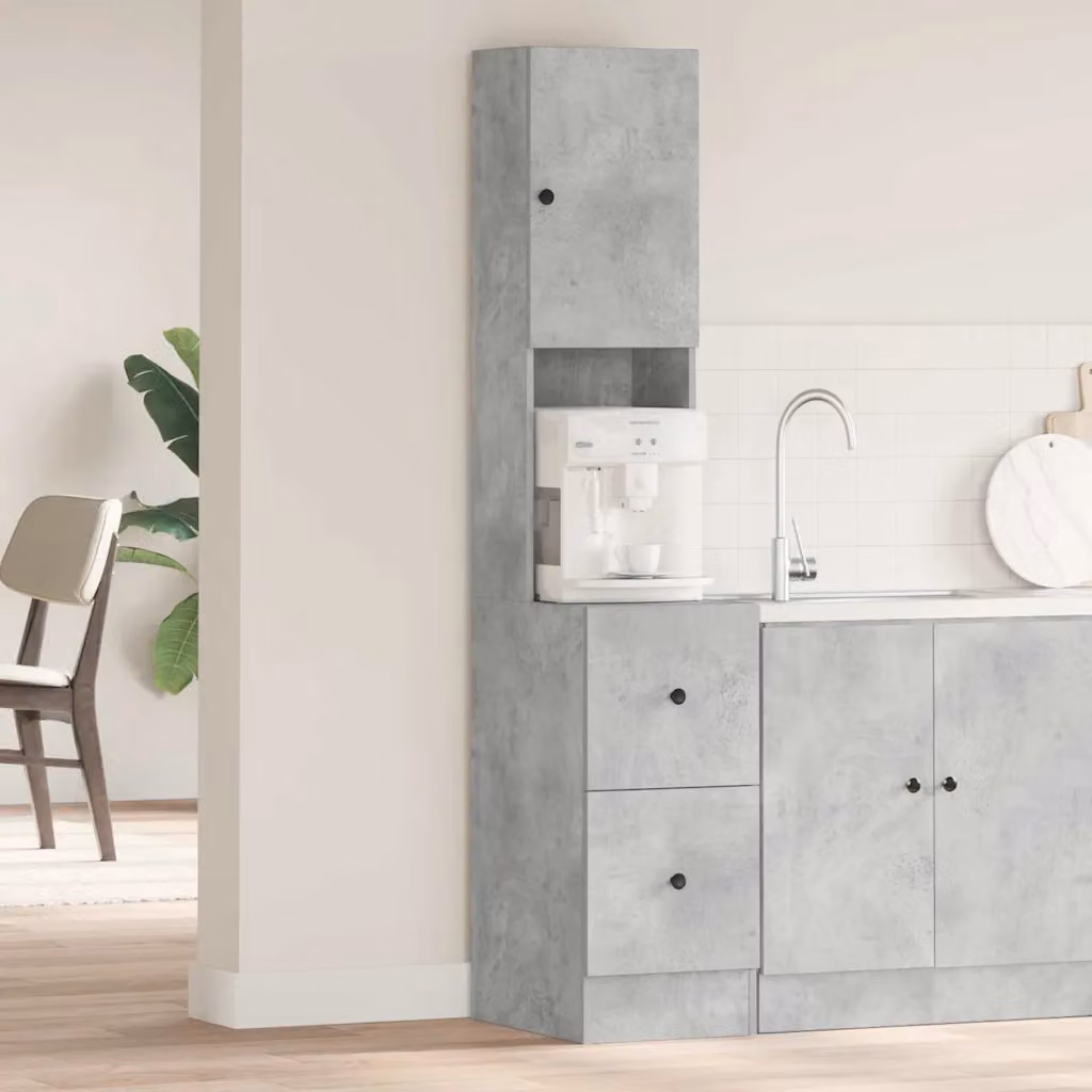 Mobile da cucina vidaXL Grigio in legno ingegnerizzato con ante a battente e ripiani, L: 35 cm, P: 50 cm, H: 180 cm