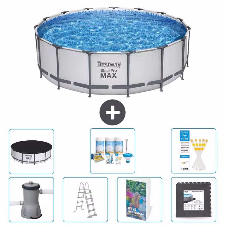 Piscina gonfiabile Bestway Steel Pro MAX, rotonda, 488x122 cm, composta da 6 parti, modello S581