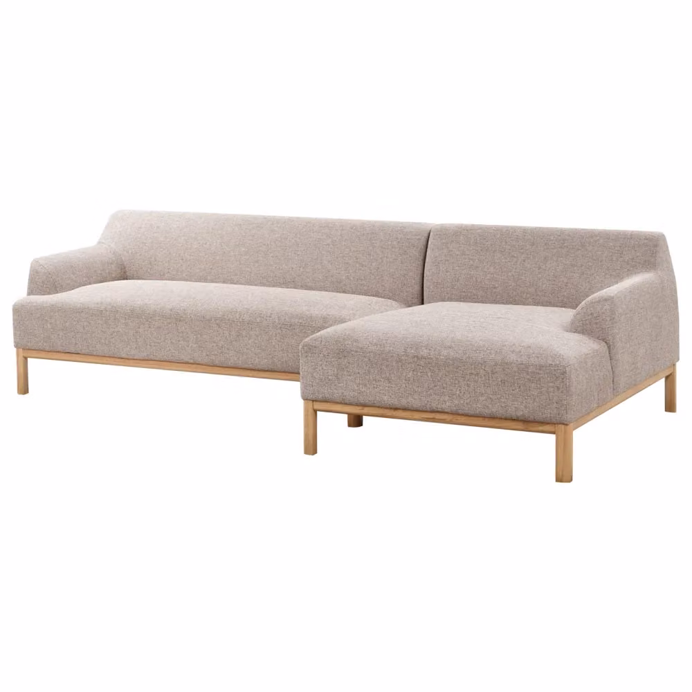 Divano angolare a sinistra BELIANI in tessuto beige e marrone con struttura in legno massello e gambe in rubberwood per il tuo soggiorno moderno L 251 x P 132 x H 74 cm – 2