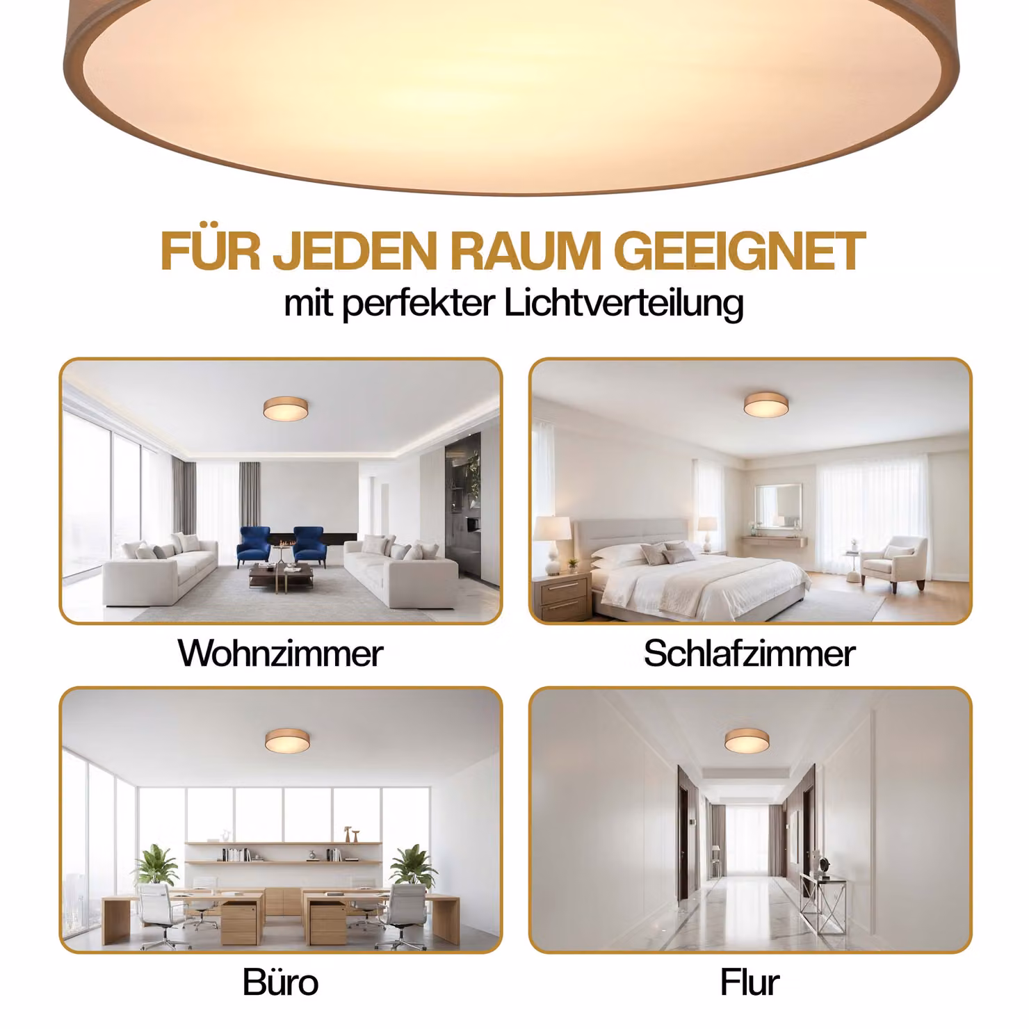 Lampadario a soffitto MONZANA in tessuto beige e metallo oro/ottone, Ø 30 cm – 2