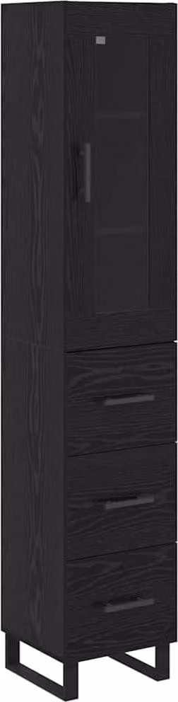Credenza Rovere Nero 34,5 x 34 x 180 cm Legno multistrato