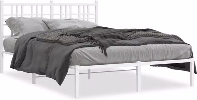 Letto matrimoniale Design In con testiera in metallo bianco e struttura a doghe fisse L/P/H: 140 x 200 x 146 cm – 1