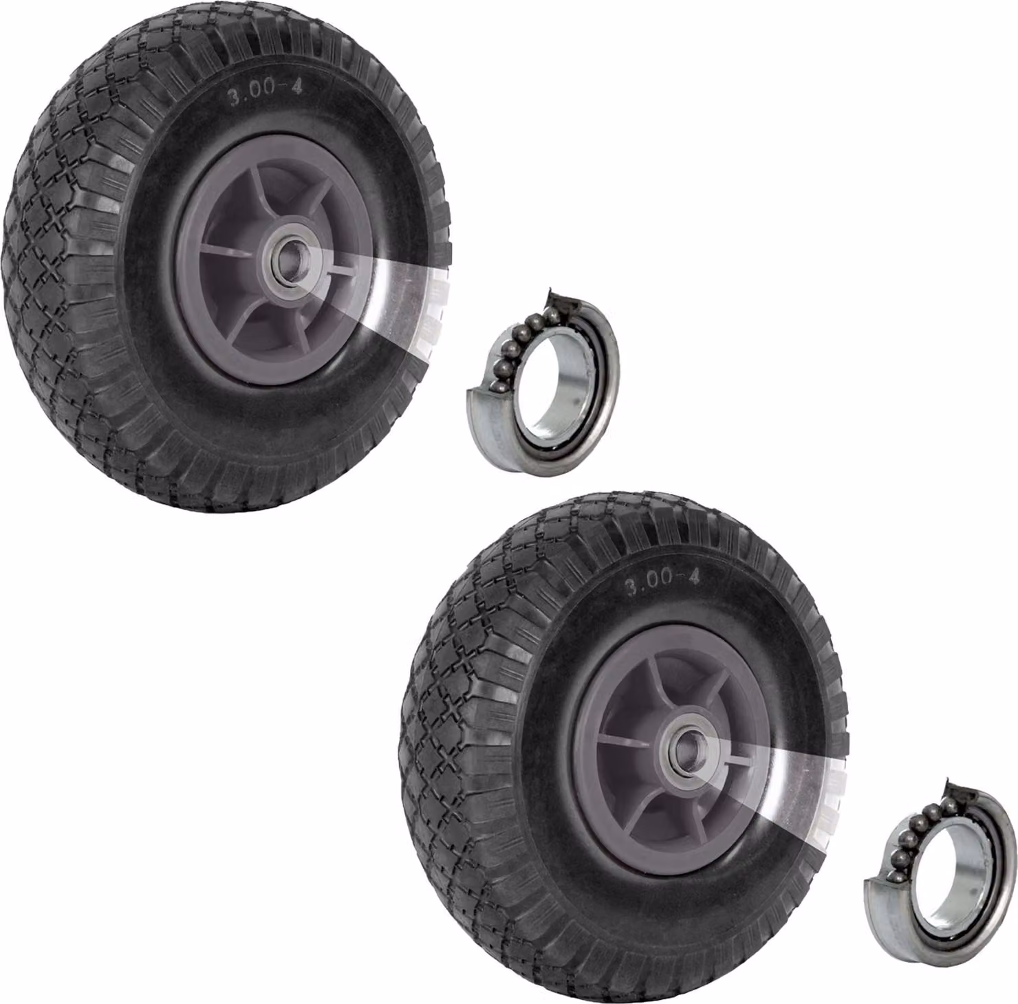 2x ruota per carrello manuale pneumatico 260x85 mm 3.00-4 60 mm mozzo sfalsato Ø 20 mm grigio robusto tessuto 4 PR