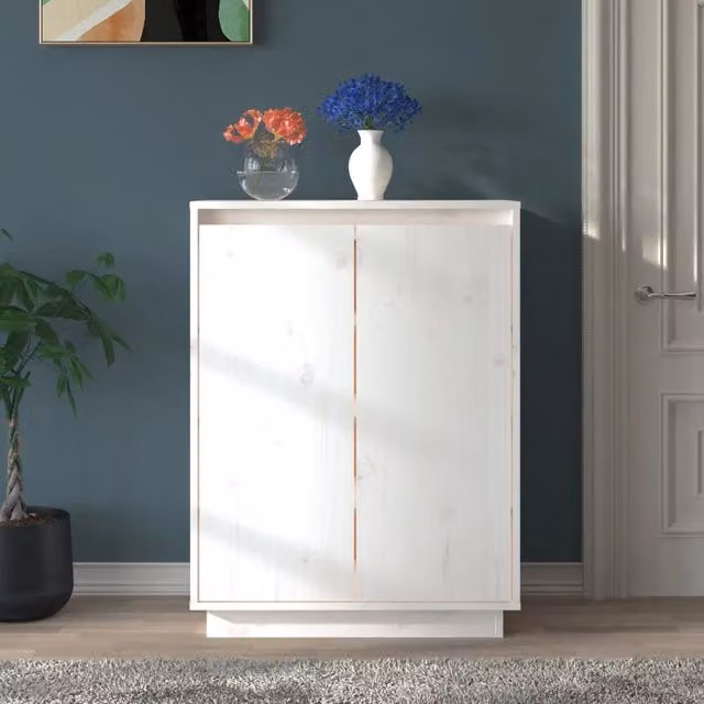 Scarpiera a parete Design Mania in legno di pino bianco con ante a battente L: 60 cm, P: 35 cm, H: 80 cm – 1