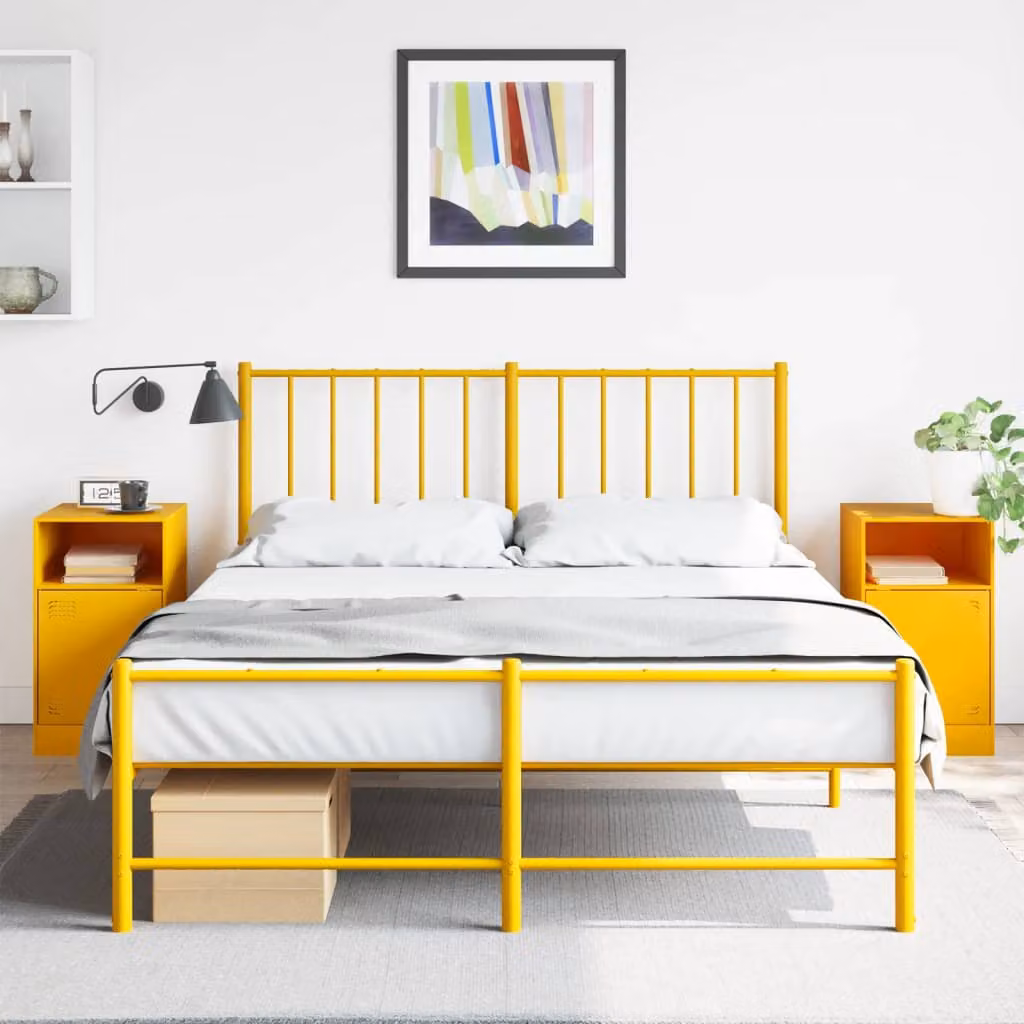 Set di 2 comodini vidaXL in metallo giallo senape L/P/H: 34,5 x 39 x 62 cm