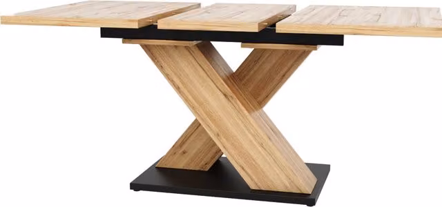 Tavolo da Pranzo Estensibile in MDF, 119-158,5×80×75 cm, Design con Gambe Incrociate e Piedini Regolabili, Colore Legno