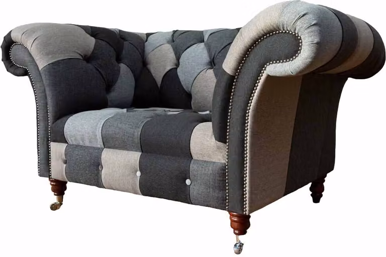 Sofa 1 Sitzer Textil Lounge Luxus Polster Sitzer Sessel Design Couch