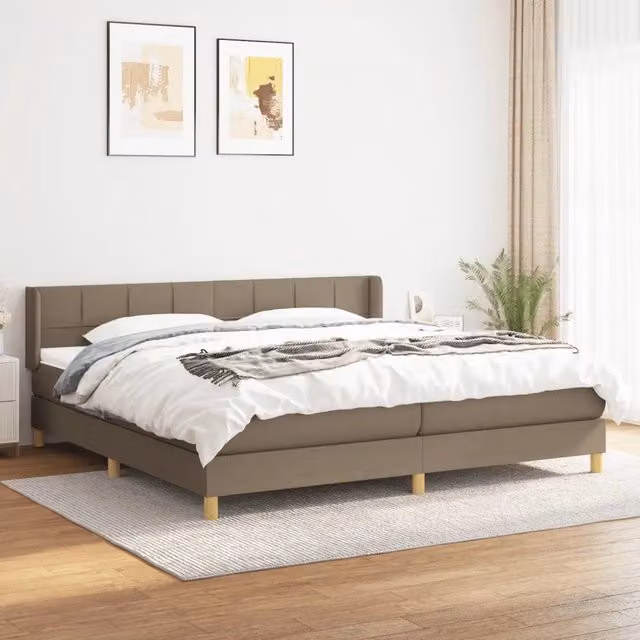 Letto Ibrido vidaXL con Materasso e Struttura in Tessuto Beige e Bianco L/P/H: 200 x 203 x 203 cm