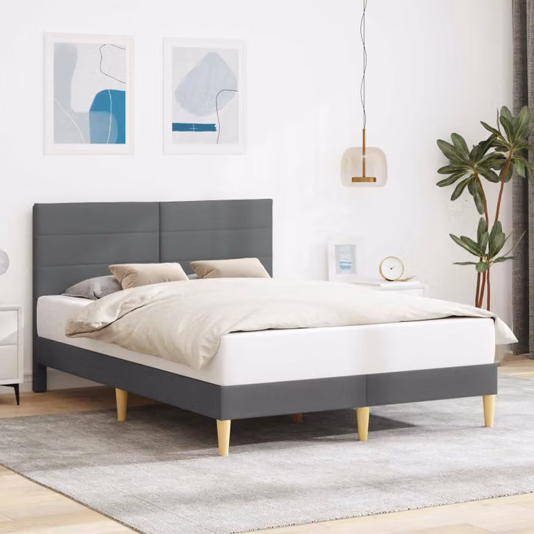 Struttura del letto moderna vidaXL in tessuto grigio con legno composito L/P/H: 200 x 120 x 96 cm