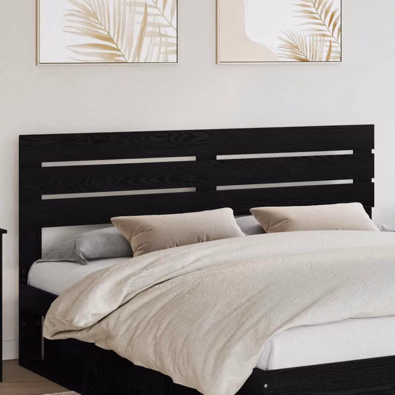 Testiera per letto moderna vidaXL in legno ingegnerizzato nero opaco L: 183 cm, H: 9,43 cm
