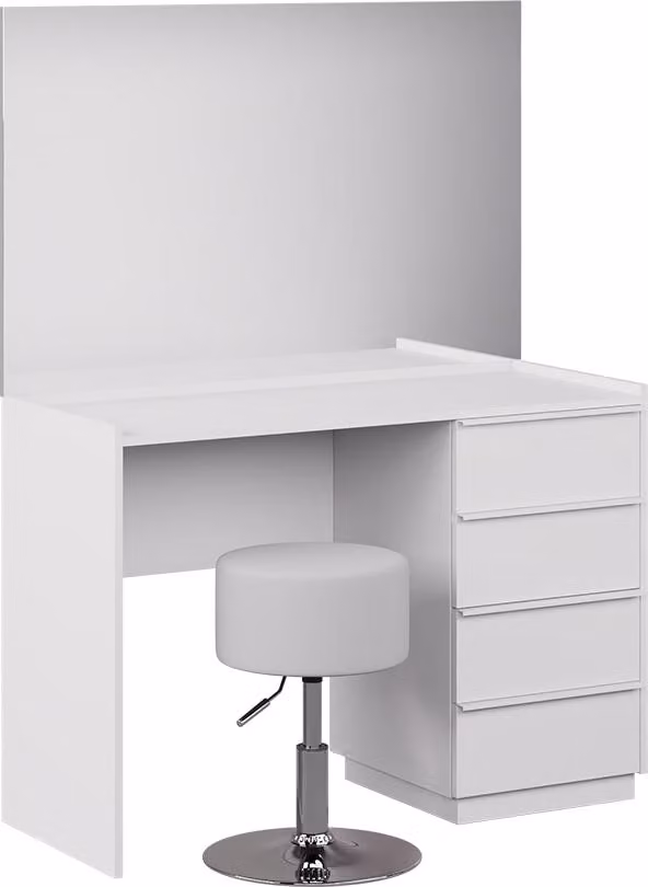 Tavolo da toeletta Vicco Viktoria Bianco 110 cm con specchio e sgabello, Model 59328
